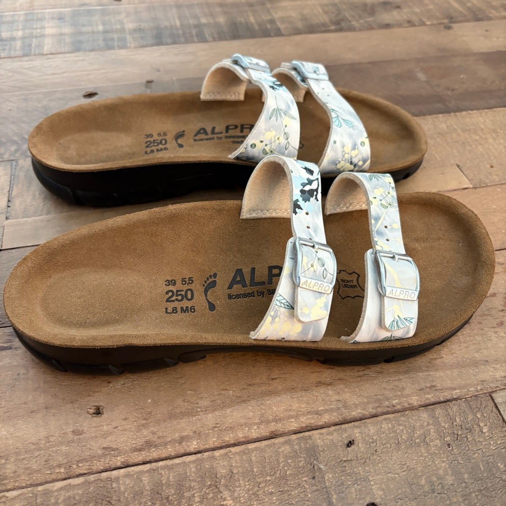 Alpro by Birkenstock 2 Strap Sandals Floral Size 8 Euro 39